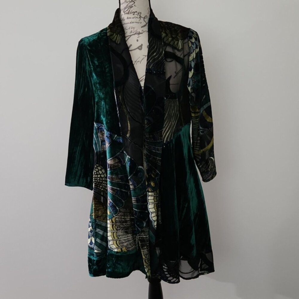 LAST CHANCE CHICO'S TRAVELER'S COLLECTION VELVET BURNOUT KIMONO JACKET DUSTER 0P - Picture 8 of 8